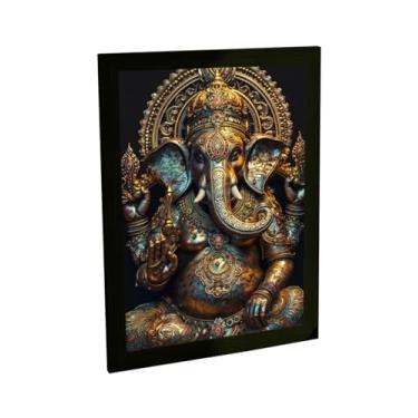 Imagem de Quadro Decorativo Ganesha Deus Hinduísmo Ilustração Estatua De Ouro Decoração Poster Quarto Sala