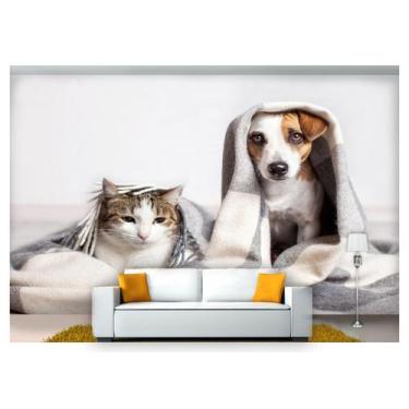 Imagem de Papel De Parede Animais Cão E Gato Coberta 3D Anm240 - Você Decora