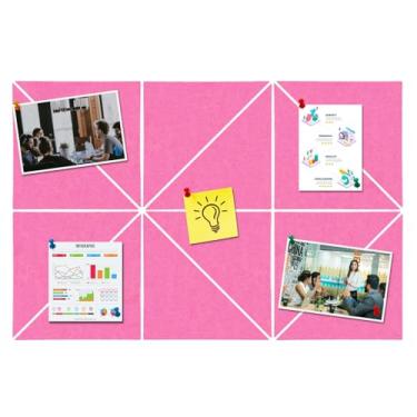 Imagem de HULAVO Placa de cortiça de feltro triangular, autoadesiva, quadro de avisos de feltro faça você mesmo, com 35 pinos para escritório, escola, casa, decoração de parede, adesivos, memos, fotos, exibição