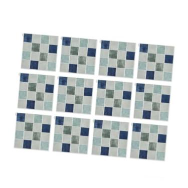 Imagem de Fenteer Adesivo de de parede com 12 peças, descasca e cola, simples para backsplash, papel de parede de cozinha, Azul