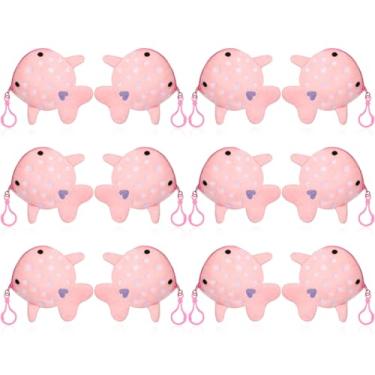 Imagem de Niceup Porta-moedas de pelúcia para crianças, tubarão, baleia, tubarão, porta-moedas fofos, para encher animais no oceano sob o mar, rosa, 5 x 3.8 x 1.5in