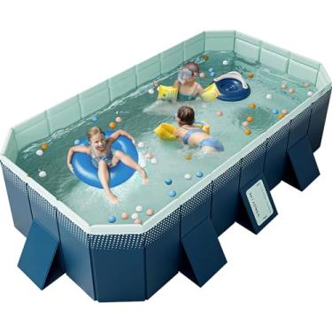 Imagem de WIRHAO Piscina externa dobrável não inflável de plástico rígido para crianças e adultos para piscinas de quintal (287 x 167 x 50 cm)