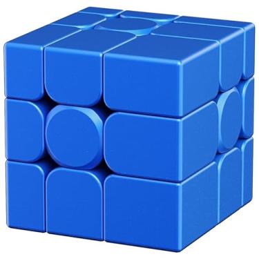 Imagem de Bukefuno Moyu Cubo espelhado V2 3x3 azul sem adesivo cubo mágico quebra-cabeça 3x3x3 MFJS espelho V2 velocidade irregular cubo mágico (versão padrão azul)