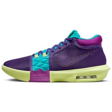 Imagem de NIKE Tênis de basquete Lebron Witness 8 (FB2239-500, roxo campo/cacto empoeirado/torção limão claro) tamanho 4, Roxo campo/cacto empoeirado/limão claro, 4