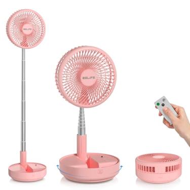 Imagem de Belife Ventilador portátil X8, recarregável de 7200 mAh, recarregável, ventilador de chão de mesa USB oscilante com controle remoto, ventilador telescópico dobrável para casa, quarto, dormir