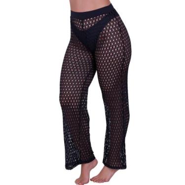 Imagem de Calça Saída De Praia Furadinha Cintura Alta Moda Praia Verão - c2 ATEN