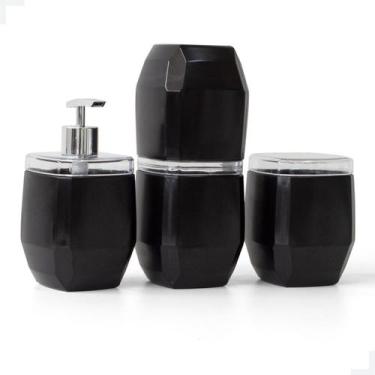 Imagem de Kit Organizador para Banheiro - Dispenser, Porta Escova e Porta Cotone