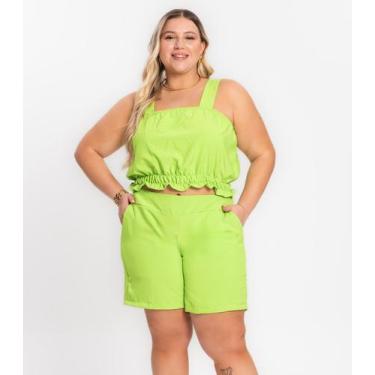Imagem de Shorts Feminino Plus Size Crepe Light Secret Glam Verde, Plus G4, Verd