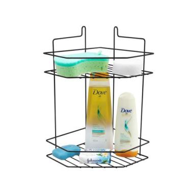 Imagem de Suporte para Shampoo e Condicionador Cantoneira Duplo Preto - Maximize