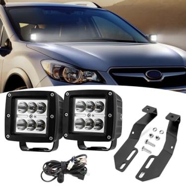 Imagem de Wsays Peças De 24 W Led Pods Luz E Suporte Montagem Dobradiça Para Capô Com Kit Fiação Compatible with Subaru Crosstrek Impreza 2013-2017