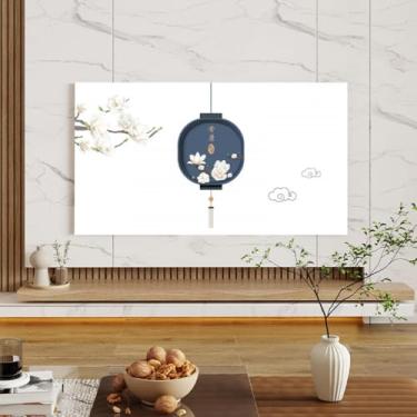 Imagem de Capa de TV interna 32-80 polegadas Capa protetora de tela à prova de poeira padrão de pintura colorida para TVs LCD/LED decorativas sala de estar/quarto acessório flor1||81 cm