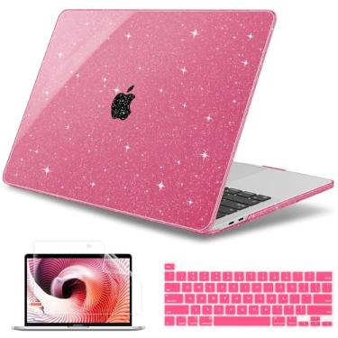 Imagem de May Chen Compatível com MacBook Pro 33.0 cm capa 2022 2021 2020 versão modelo A2338 M2 M1 A2251 A2289, capa rígida com capa de teclado para MacBook Pro 13 Touch Bar serve para Touch ID, purpurina