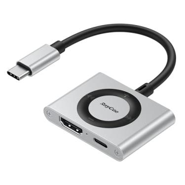 Imagem de RayCue Hub USB C 2 em 1, adaptador USB C para HDMI com carregamento HDMI 4K a 60Hz e 100W PD – Adaptador para laptop, MacBook, iPad (USB-C), iPhone 15/16, tablets, switch