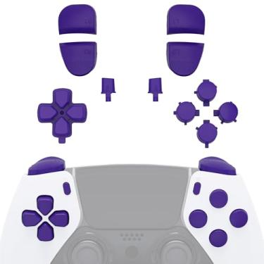 Imagem de eXtremeRate Conjunto Completo De Botões Reposição Compatível Com Controle Ps5 Edge, Direcionais Roxos Personalizados, Opções Compartilhamento, Frontais, R1, L1, R2 E L2, Gatilhos - Sem