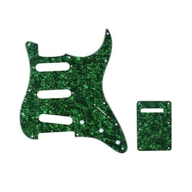Imagem de SHENGSUI SSS Pickguard de guitarra elétrica Strat de 11 furos com placa traseira ST capa tremolo para Fender EUA/México feito padrão Stratocaster verde pérola