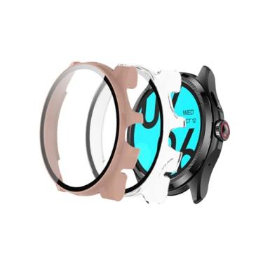 Imagem de Capa para smartwatch Ticwatch Pro 5 Enduro, protetor de tela rígido WUNIAK para Ticwatch Pro 5 Enduro, vidro temperado 9H ultrafino cobertura total à prova de choque, (pacote com 2, transparente +