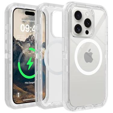 Imagem de TUTUKII Capa transparente para iPhone 15 Pro Max, compatível com Magsafe】 Capa transparente antiamarelamento, resistente à prova de choque, capa protetora de camada tripla para celular de 6,7