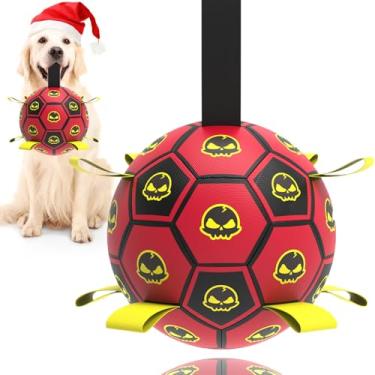 Imagem de TBC PET Brinquedos para cães, bola de futebol com alças, brinquedos interativos para cães da Copa do Mundo para cabo de guerra, jogo de quintal, brinquedo aquático, bola de pastoreio para cães, bolas