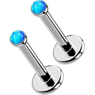 Imagem de OUFER 2 peças 16G/20G brincos de nariz lábios, G23 titânio sólido sem rosca push in nariz narina lábio labret medusa Monroe Helix cartilagem tragus concha lóbulo piercing joias para mulheres e homens