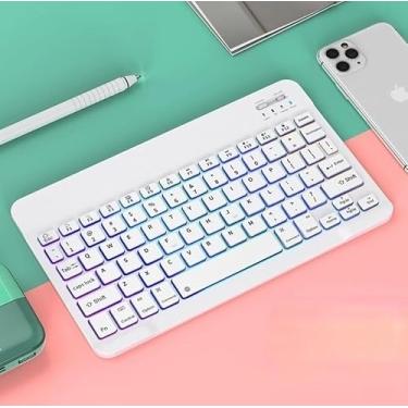Imagem de Combo Teclado e Mouse Sem Fio Bluetooth Ultrafino – Design Portátil e Recarregável | Ideal para Home Office, Escritório e Estudo (BRANCO)