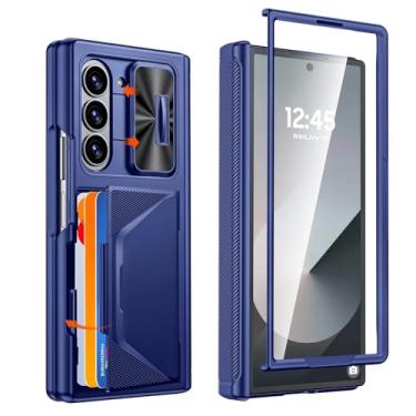 Imagem de Capa para Galaxy Z Fold 6, nível militar, cobertura total, película protetora 9h, clipe traseiro, porta-cartões para S Pen, capa de celular luxuosa à prova de choque (para Galaxy Z Fold 6/bege)