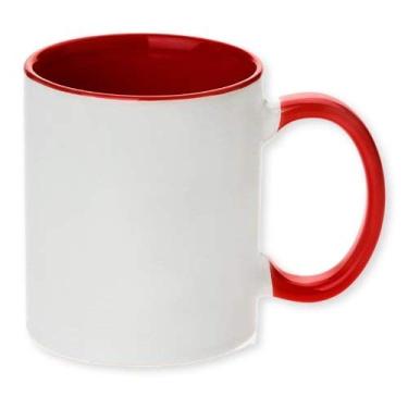 Imagem de Sublimação em branco de cerâmica interior e borda cor vermelha caneca revestida café lavável lavável seguro para micro-ondas 325 ml (9,5 x 8 centímetros) tinta de transferência de calor 1 peça