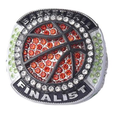 Imagem de TOPSPORTSJEWELRY jogador de basquete prêmios campeonato anel dedo tamanho 10, Zinco, Cristal