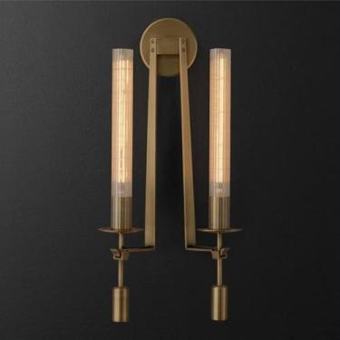 Imagem de Luminária De Parede De Vidro De Tubo Longo Moderno De Meados Do Século Barra De Luz De Parede Dourada Preta Linear Banheiro Vanity Wall Sconce Sobre Espelho Lâmpada De Pared, Gold, 2 light