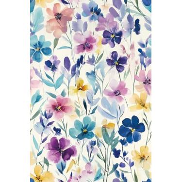 Imagem de Forro de prateleira floral colorido em aquarela descasque e cole papel de parede floral para armários e gavetas, móveis, mesa, parede, artes, artesanato, 43 x 38 cm