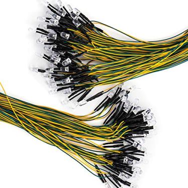 Imagem de DiCUNO 100 unidades de diodos de LED de luz Chartreuse de 5 mm, 12 V, 24 cm de luz ultra brilhante, kit de cores sortidas para experiências de ciência de circuito, projetos de iluminação "faça você mesmo"