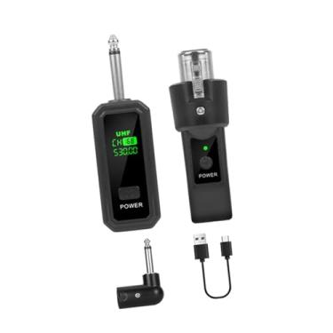 Imagem de YIJU Transmissor e receptor de microfone XLR, sem fio com recarga automática, conexão XLR, adaptador para baixo elétrico, 1 Por 1