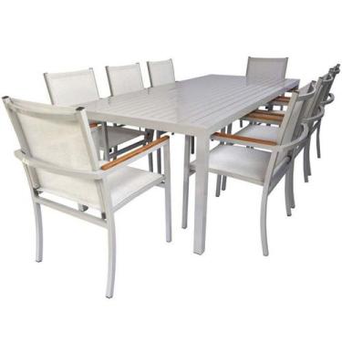 Imagem de Conjunto de Mesa Area Gourmet Modelo Lins 2x1m com 8 Poltronas Modelo 