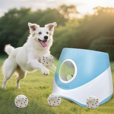 Imagem de MEKAPLE Lançador automático de bolas para cães Samll para cães médios, lançador de bolas de brinquedo interativo atualizado, brinquedos estimulantes mentais ajustáveis à distância com 4 bolas Etpu de