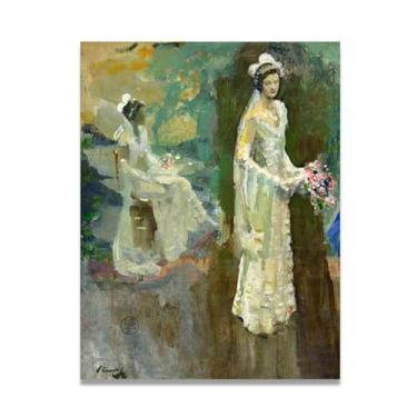 Imagem de White Dress John Lavery Classic Realist Portrait & War Scene Canvas Art – Decoração de parede de arte irlandesa para casa 39,9 x 52 cm Un Framed