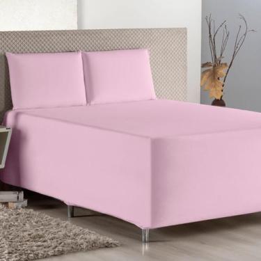 Imagem de Jogo De Lençol Conjugado Casal Algodão Cama Box Rosa - Beatriz Enxovai