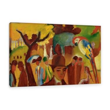 Imagem de SDYJ6GSW August Macke Prints Pintura Jardim em Marrom e Amarelo Pôster Expressionismo Arte de Parede Famosa Reproduções de Pintura para Sala de Estar Decoração de Casa 60 x 40 cm (61.0x40.6 cm) Sem