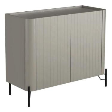 Imagem de Aparador Buffet Sala de Jantar 2 Portas Brise Pés Industrial Preto Nai