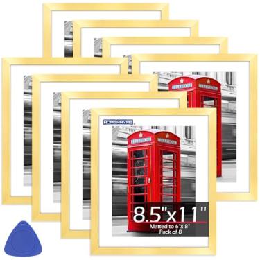 Imagem de HOMERHYME Molduras para fotos, moldura de diploma, 21 x 27 cm, molduras douradas com acrílico transparente, moldura de certificado para pendurar na parede, 21 x 27 cm, para colagem, escritório, casa