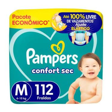 Imagem de Fralda Pampers Confort Sec Tamanho M 112 Unidades Descartáveis, M, 112