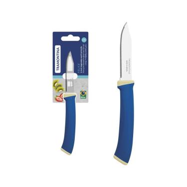 Imagem de Faca Legumes Frutas Tramontina Felice Lâmina Inox Fio Microsserrilhado Cabo Polipropileno Azul 3 Tramontina
