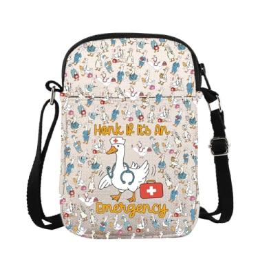 Imagem de ZJXHPO Bolsa tiracolo Emergency Goose Nurse Honk If It's An Emergency Messenger Bag RN ER Nurse Shoulder Bag Nurse Life Gift, Cb de ganso de emergência, Tendência