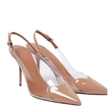 Imagem de Scarpin Feminino Slingback Bico Fino em Verniz Transparente com Coração – Salto Alto 10cm