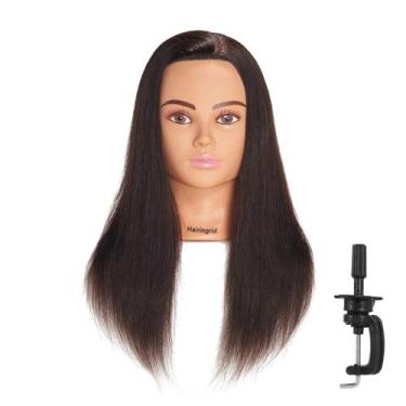 Imagem de Mannequin Head Hairingrid 100% cabelo humano 20-22 polegadas marrom es