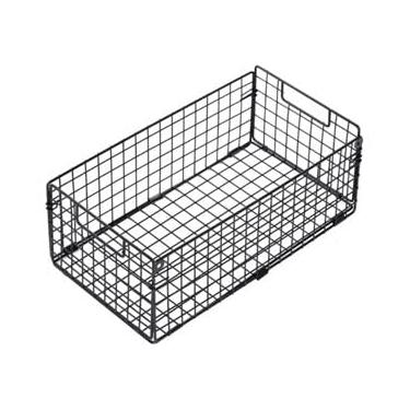 Imagem de Caixa Organizadora Dobrável em Metal, Grade Aramada, 22x40x15 cm, Preta