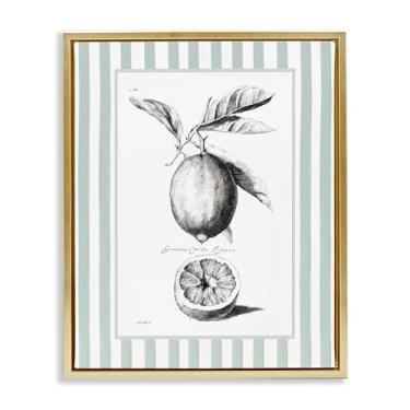 Imagem de Stupell Industries Arte de parede em tela flutuante dourada com borda listrada de limão vintage por Lettered and Fored, 78 x 63 cm