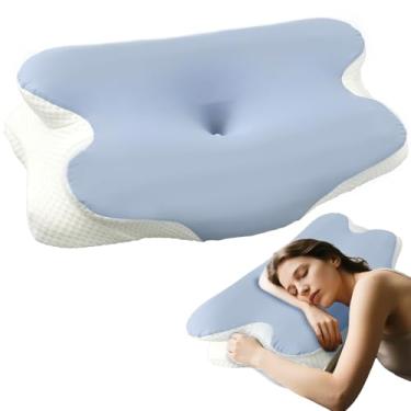Imagem de Travesseiro ergonômico de espuma viscoelástica cervical confortável almofada macia de suporte de pescoço para pescoço cervical