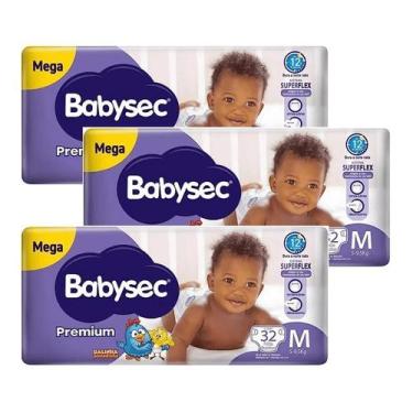 Imagem de Kit 3 Fraldas Babysec Galinha Pintadinha Premium Mega M com 32 unidade