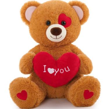 Imagem de Ursinho de pelúcia MaoGolan I Love You com coração vermelho de 50 cm