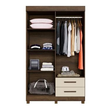 Imagem de Guarda Roupa New Copacabana 4 Portas 2 Gavetas 5 Prateleiras Imbuia Off