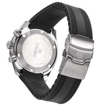 Imagem de Pulseira de relógio StrapXPro de borracha curva de 20 mm de substituição para Seiko Prospex Speedtimer SSC813, SSC815, SSC817, SSC819, SSC909, SSC917, SSC933, Preto com fecho prata, 20mm